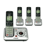 VTech CS6429-4 DECT 6.0 Cordless Phone, Silver/Black, 4 Handsets