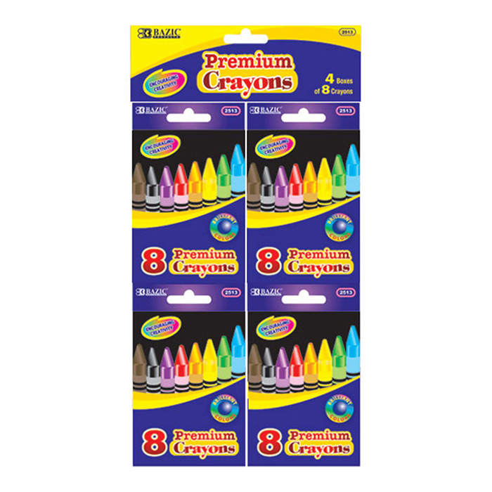 BAZIC 8 Color Premium Quality Crayon (4/Pack)-pack of-72