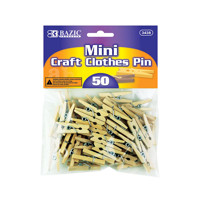 BAZIC Mini Natural Clothes Pin (50/Pack) Bazic Products