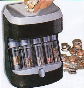 Motorized Coin Sorter - Battery Operated with Overflow f