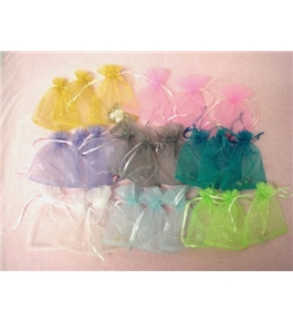 100 Pcs Organza Drawstring Pouches Gift Bags Assorted Colors 3x4 Inches
