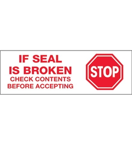2" x 110 yds. - "Stop If Seal Is Broken" (18 Pack) Pre-Printed Carton Sealing Tape (18 Per Case)