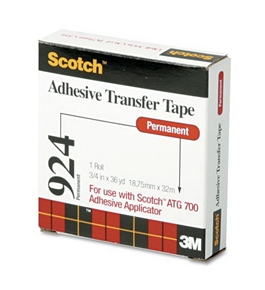 3M 924-3/4 Adhesive Transfer Tape Roll for Scotch Tape Gun, 3/4 Wide x36 Yards