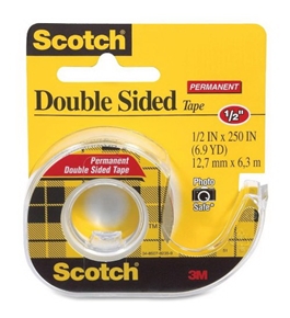 3M Double-Sided Tape with Dispenser, Permanent, 1/2 X 250 Inches, Clear (MMM136)