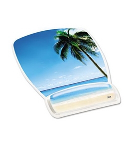 3M Mouse Pad with Gel Wrist Rest, Beach Design(MW308BH)