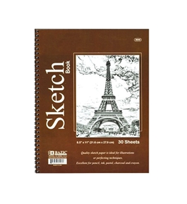 BAZIC 30 Ct. 8.5" X 11" Side Bound Spiral Premium Sketch Book