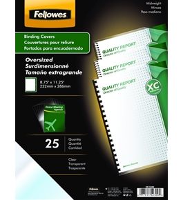 Fellowes Binding Presentation Covers, Oversize Letter, Clear, 25 Pack (52309)