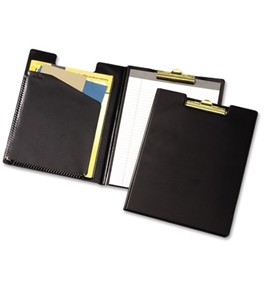 Cardinal Pad Holder, Leather-Like Vinyl, Brass-Finish Clip, Expanding Pocket File, Black  - 252610