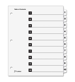 Cardinal OneStep Index System, 10-Tab, Numbered, White, 1 Set (61013CB)