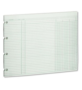 Wilson Jones Green Columnar Sheets, Single Page Format, 3 Columns, 30 Lines Per Page, 11-7/8" X 9-1/4", 100/Pack, WG10-3A