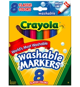 Crayola Broad Point Washable Markers, 8 Markers, Classic Colors - 58-7808