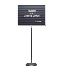 QUARTET Adjustable Single-Pedestal Magnetic Letter Board, 20 x 16, Black/Gray Frame  - Case of 2