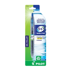 Pilot B2P - Bottle to Pen - Retractable Gel Roller Pens Made from Recycled Bottles, Single Pen, Fine Point, Blue  - 31604