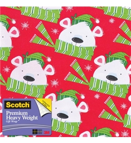 Scotch Gift Wrap, Winter Wishes Bear Pattern, 25-Square Feet, 30-Inch x 10-Feet (AM-WPWWB-12)