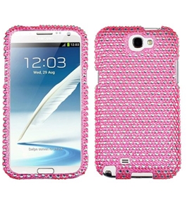 Asmyna SAMGNIIHPCDM375NP Stylish Dazzling Diamante Case for Samsung Galaxy Note 2 - 1 Pack - Pink/White Dots