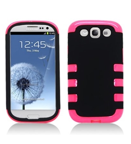 Aimo Wireless SAMI9300PCMXF005 Guerilla Armor Hybrid Case for Samsung Galaxy S3 i9300 - Black/Hot Pink