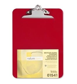 Wholesale CASE of 25 - Nature Saver Recycled Plastic Clipboards 1" Cap, 9"x12-1/2", Red