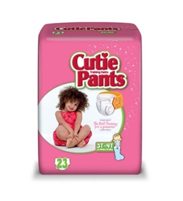 Cuties Training Pants, Girl, White/Pink, 23 Count  - Pack of 4