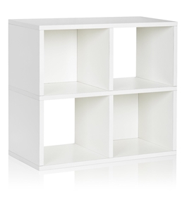 Way Basics Eco 4 Cubby Bookcase, Stackable Organizer and Storage Shelf, White