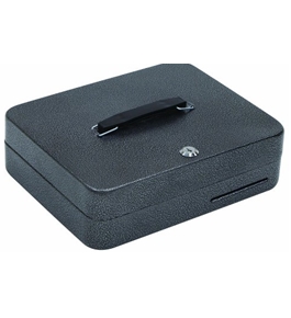 Hercules CB1209 Key Locking Cash Box with 9 Compartment Tray, 11.8" x 9.5" x 3.7", Recycled Steel, Silver Vein