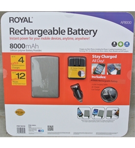 Royal Rechargeable 8000mAh Battery for iPod, iPhone, Android and Windows Smartphones