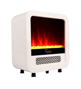 Caesar Hardware Electric Fireplace Portable Mini Indoor Compact Freestanding Room Heater, White