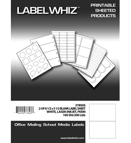 LabelWhiz Half Sheet Shipping Labels for Laser and Inkjet Printers, 8.5 x 5.5 Inches, 2 Labels per Sheet, 100 Sheets, White  - 37800S