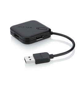 Belkin 4-Port Ultra Mini Hub USB 2.0, Black - F5U407