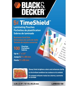 BLACK + DECKER TimeShield Thermal Laminating Pouches, Business Card, 5 mil - 100 Pack (LAMBUS5-100)