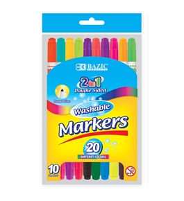 BAZIC 10 Color Double-Tip Washable Markers