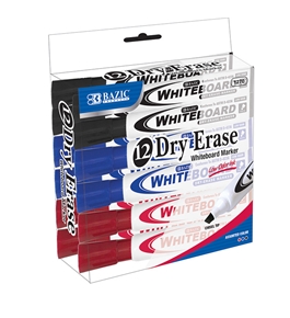 BAZIC Assorted Color Chisel Tip Dry-Erase Markers (12/Box)