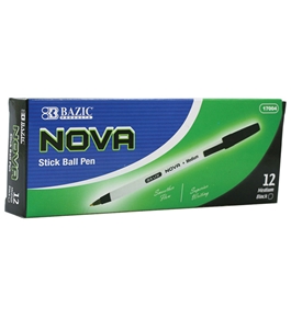 BAZIC Nova Black Color Stick Pen (12/Box)