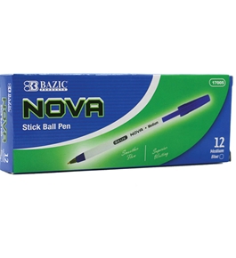 BAZIC Nova Blue Color Stick Pen (12/Box)