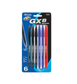 BAZIC GX-8 Asst. Color Oil-Gel Ink Pen (6/Pack)