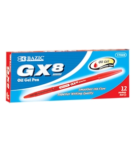 BAZIC GX-8 Red Oil-Gel Ink Pen (12/Box)