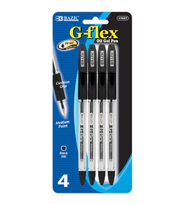 BAZIC G-Flex Black Oil-Gel Ink Pen with Cushion Grip (4/Pack)