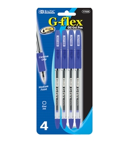 BAZIC G-Flex Blue Oil-Gel Ink Pen with Cushion Grip (4/Pack)