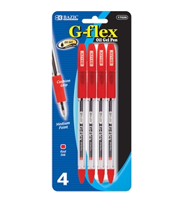 BAZIC G-Flex Red Oil-Gel Ink Pen with Cushion Grip (4/Pack)