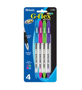BAZIC 4 Color G-Flex Dazzle Oil-Gel Ink Pen with Cushion Grip