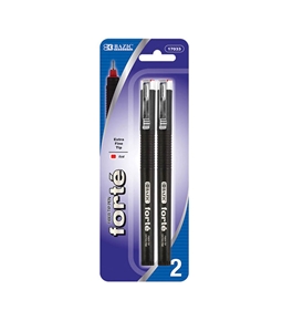 BAZIC Forte Red Fiber Tip Fineliner Pen (2/Pack)