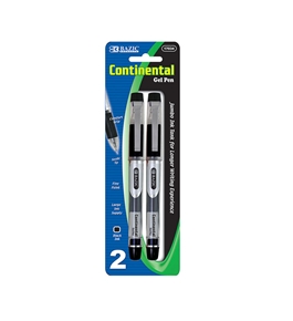 BAZIC Continental Black Jumbo Ink Tank Needle-Tip Gel Ink Pen with Grip (2/Pack)