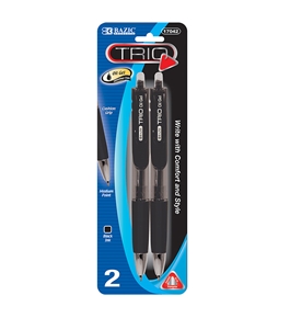 BAZIC Trio Triangle Black Retractable Oil-Gel Ink Pen (2/Pack)