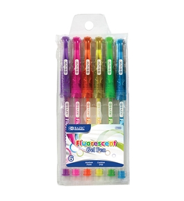 BAZIC 6 Fluorescent Color Gel Pen with Cushion Grip