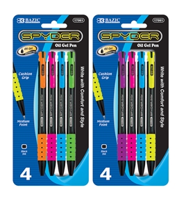 BAZIC Spyder Retractable Oil-Gel Ink Pen (4/Pack)