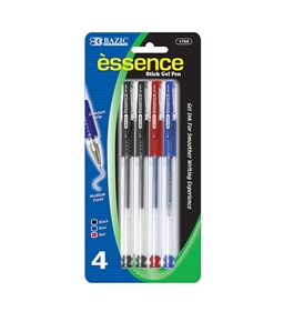 BAZIC Essence Assorted Color Gel-Pen with Grip (4/Pack)