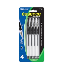 BAZIC Essence Black Color Gel-Pen with Grip (4/Pack)