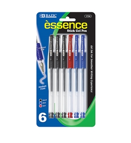 BAZIC Essence Asst Color Gel-Pen with Cushion Grip (6/Pack)