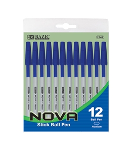 BAZIC Nova Blue Color Stick Pen (12/Pack)