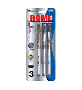BAZIC Rome Asst. Color Jumbo Rollerball Pen with Grip (3/Pk)