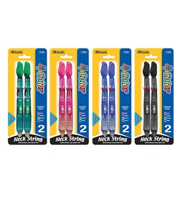 BAZIC 4-Color Neck Pen with Cushion Grip (2/Pack)